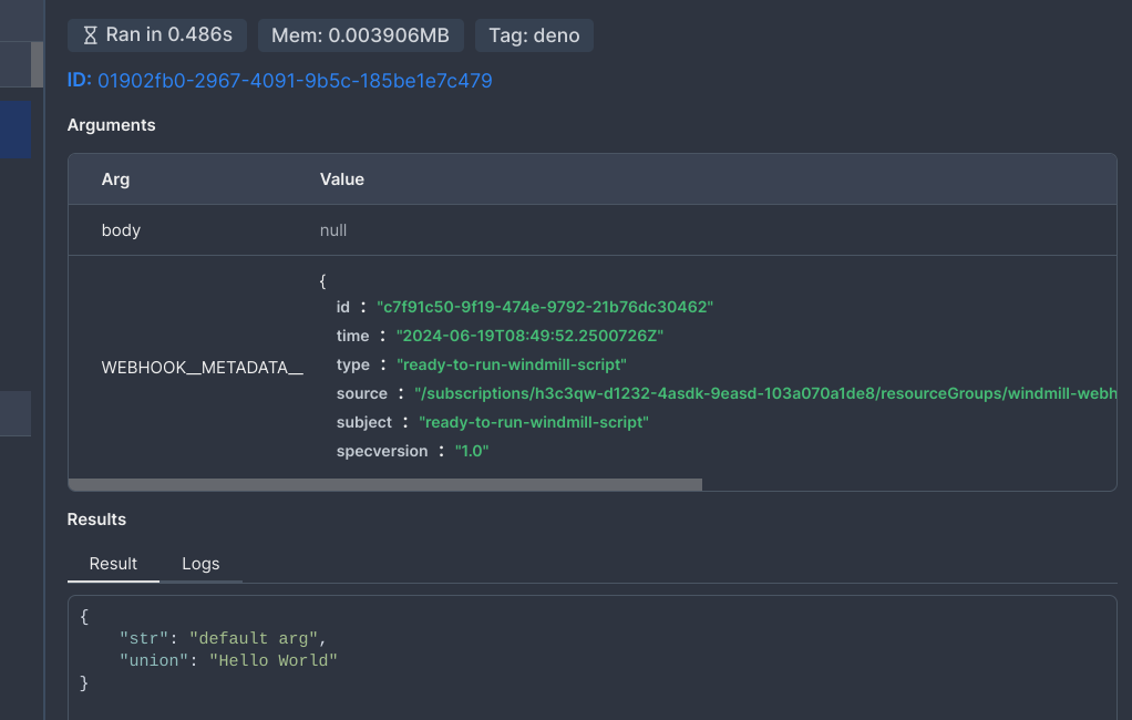 Webhook metadata argument